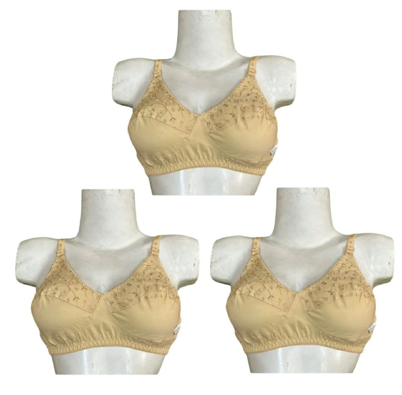50% OFF | PACK OF 2 IMPORTED EBRIODERY STRETCHABLE COTTON BRA FOR SUMMER