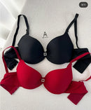 💎 Pack of 4 Luxury Ribbed Push-Up Bras – With Glam Charm 💎